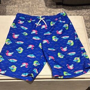 Lands' End Blue Kids Shorts with Fish Print